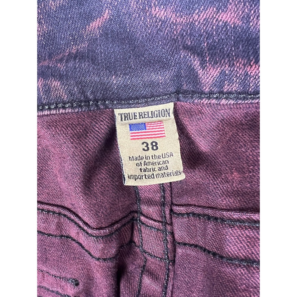 True Religion Men 38 Geno Relaxed Slim Jeans Purple Black Acid Wash USA Made Y2K - Picture 5 of 12
